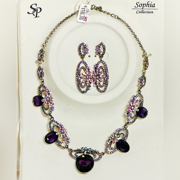 SP Sophia collection Jewelry - SP SOPHIA COLLECTION Purple and Silver Necklace Set pierced earrings new 2010